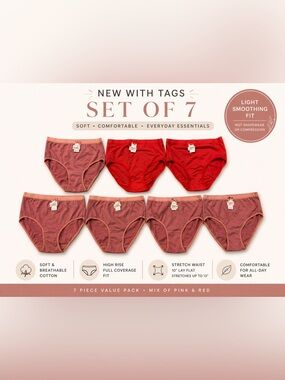 NEW 7-Pack Women’s Cotton Underwear | High Rise | Stretch Waist XS/S